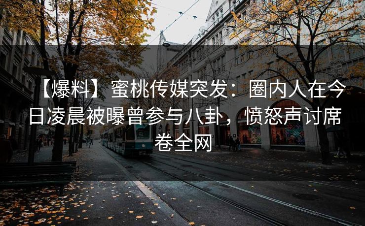 【爆料】蜜桃传媒突发：圈内人在今日凌晨被曝曾参与八卦，愤怒声讨席卷全网