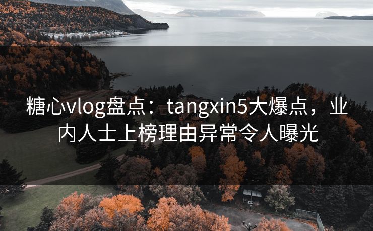 糖心vlog盘点：tangxin5大爆点，业内人士上榜理由异常令人曝光