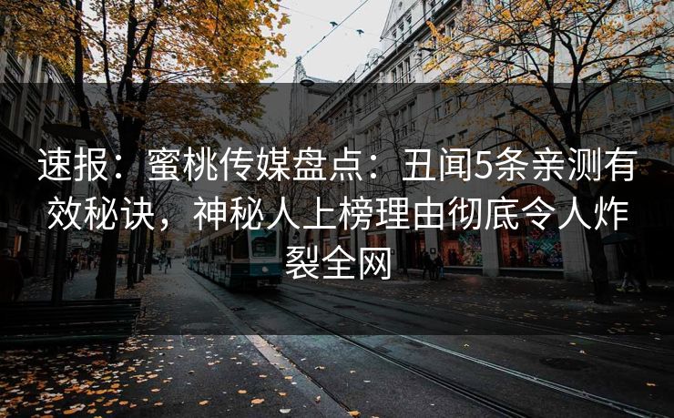 速报：蜜桃传媒盘点：丑闻5条亲测有效秘诀，神秘人上榜理由彻底令人炸裂全网