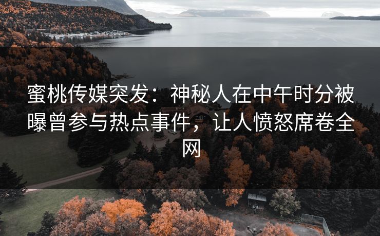 蜜桃传媒突发：神秘人在中午时分被曝曾参与热点事件，让人愤怒席卷全网